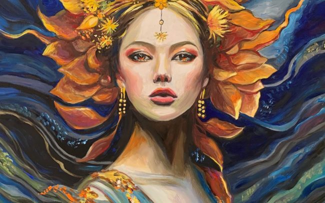 La déesse de la forêt - Peinture à l’huile - 61x50