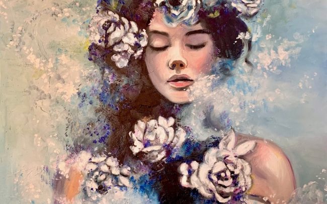 Water roses - Peinture à l’huile - 81x65